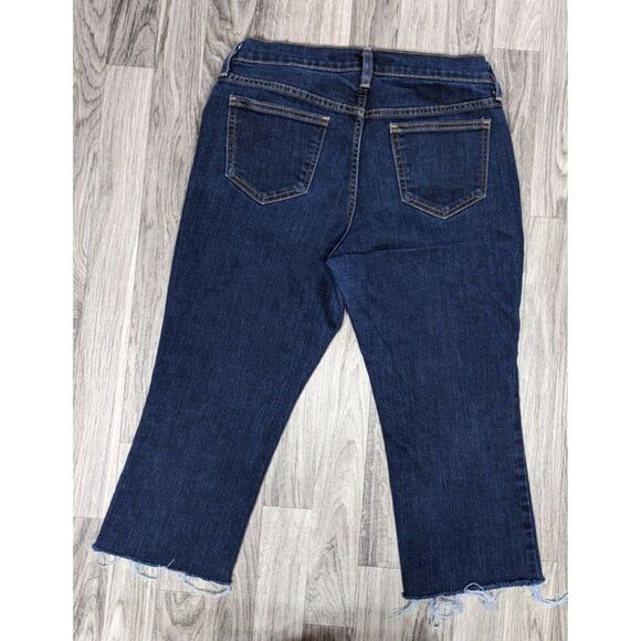 (3/$35) Old Navy Size 4 Short The Sweetheart Fringe Hem Denim Blue Jeans Capris - Picture 2 of 11